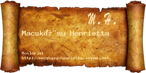 Macskásy Henrietta névjegykártya