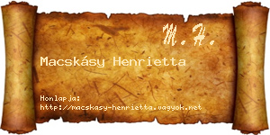 Macskásy Henrietta névjegykártya