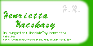 henrietta macskasy business card